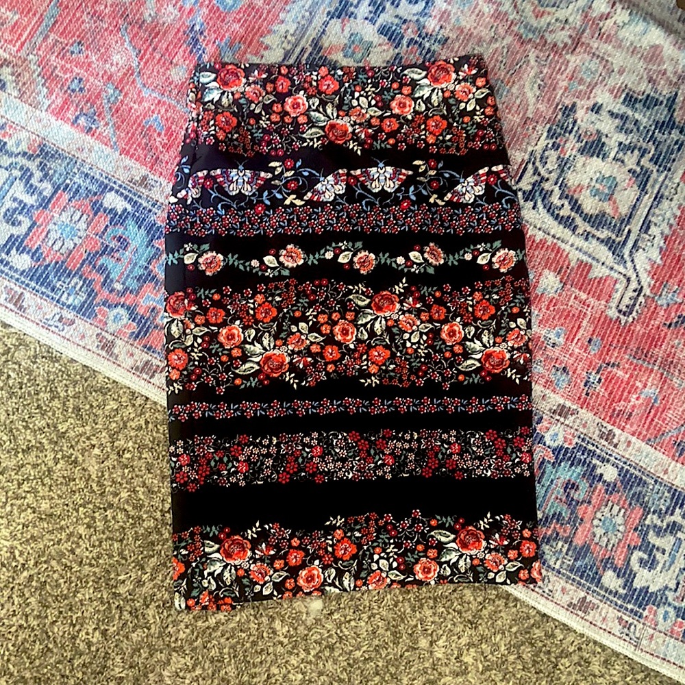 New York & Company Floral Striped Pencil Skirt Sz 6